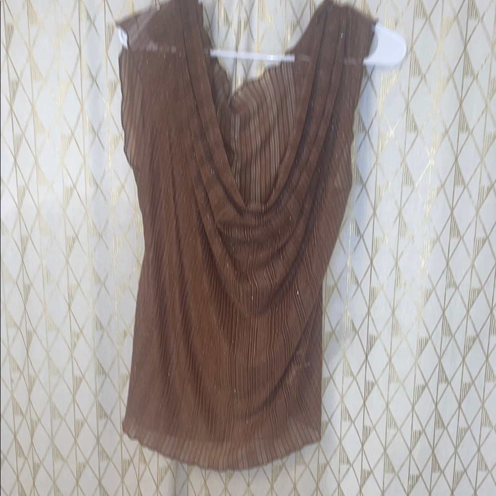 Elegant Brown Pleated Women's Top
